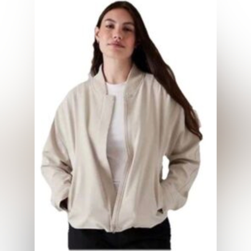 Athleta Endless Bomber Jacket Off White Size XL